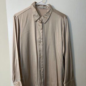 Abercrombie Gold Satin Button-Up